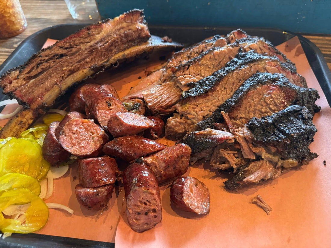 Brisket, Beef Ribs, and Jalapeño Cheese Sausage